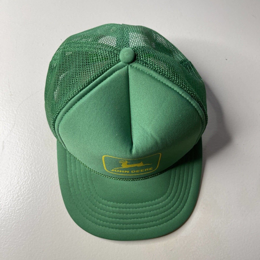 John Deere Mesh Snap Patch Trucker Hat Foam Rope Swingster Green VTG - Picture 2 of 12